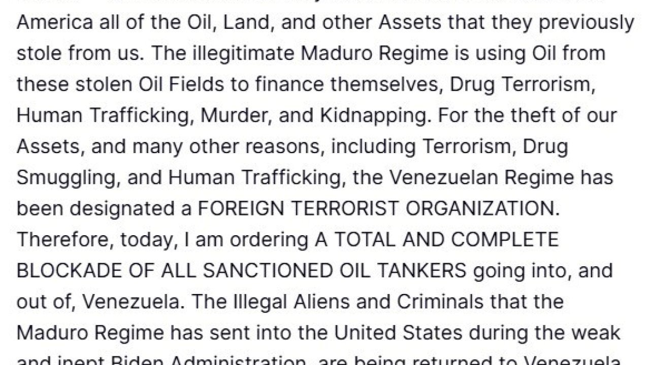 Trump’tan Venezuela’ya Tam Abluka Emri: "Yabancı Terör Örgütü" İlan Edildi!
