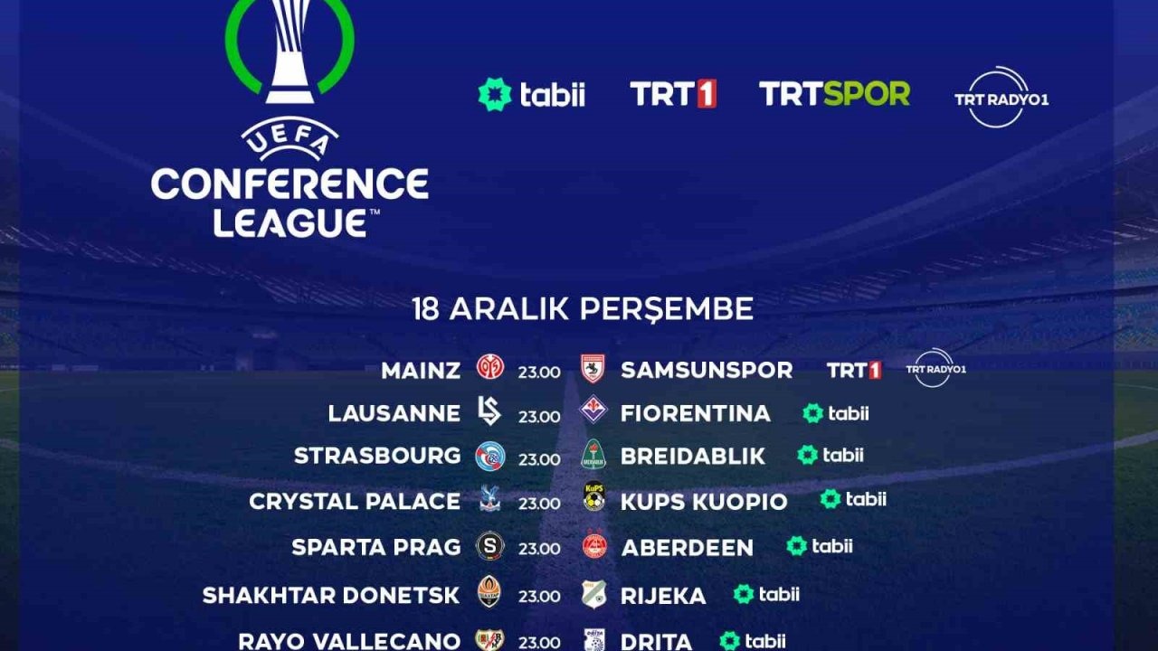 UEFA Konferans Ligi Heyecanı TRT Ekranlarında: Samsunspor’un Kritik Maçı Canlı Yayınla TRT 1’de!