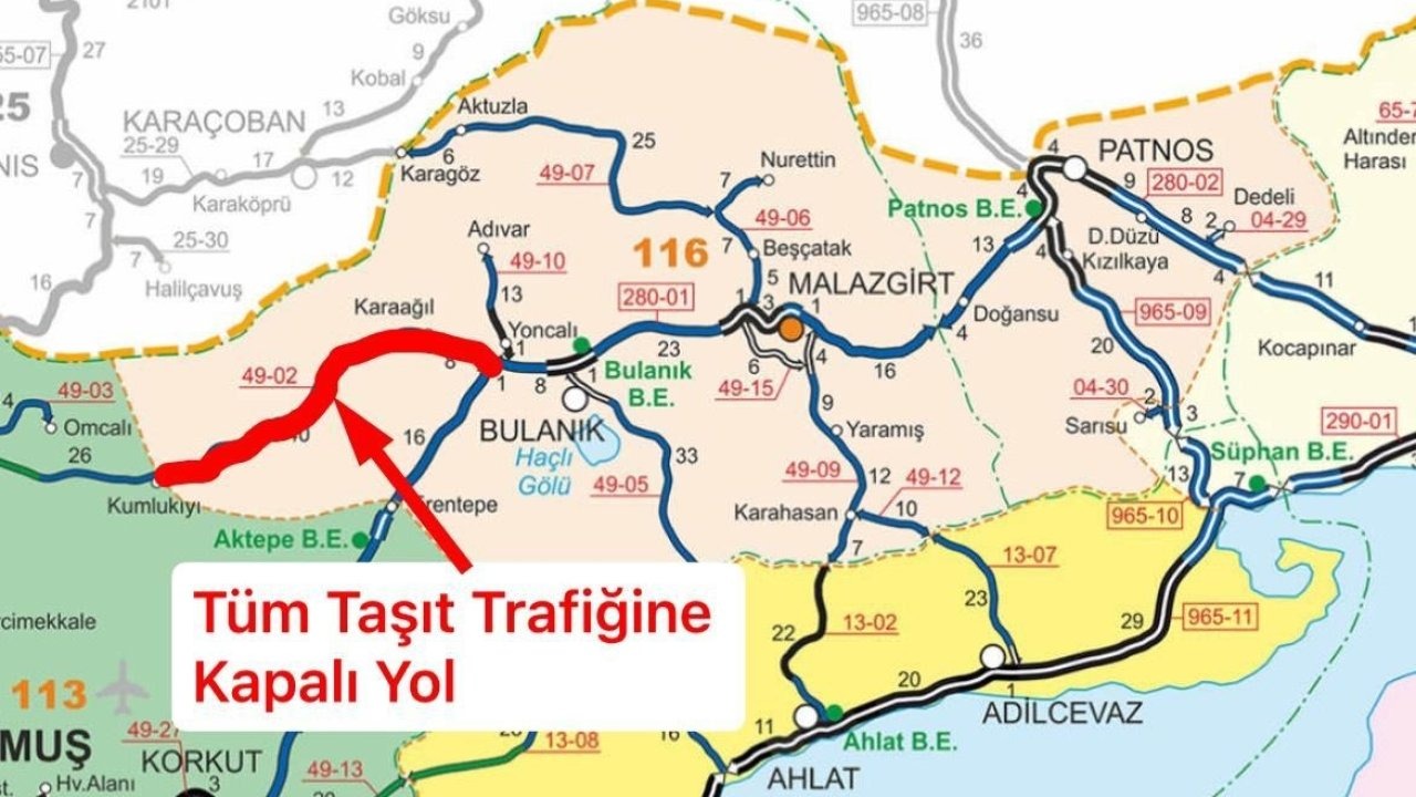 Muş’ta Fırtına ve Tipi Esareti: Bulanık-Kumlukıyı Yolu Trafiğe Kapatıldı