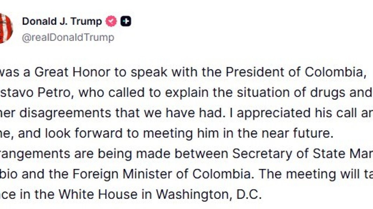 Trump, Kolombiya Devlet Başkanı Petro ile telefonda konuştuğunu duyurdu: "Beni aramasını ve üslubunu takdir ettim"