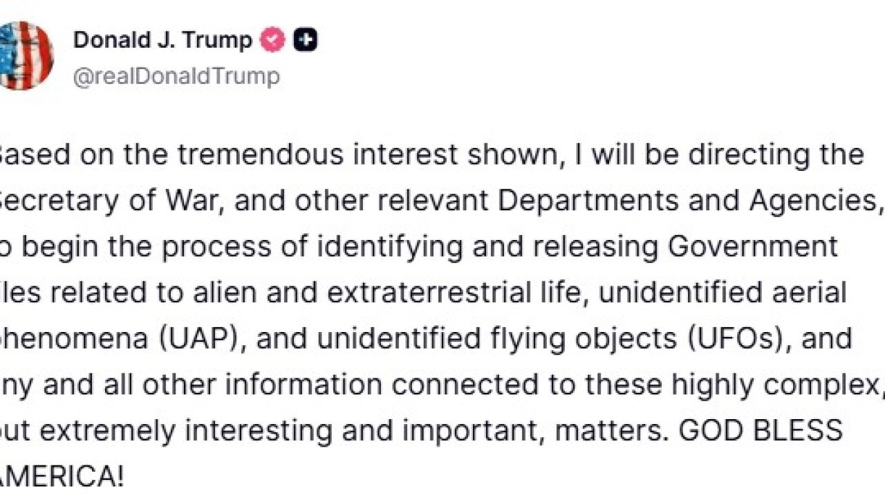 ABD Başkanı Trump’tan "UFO" Talimatı: Gizli Belgeler Erişime Açılıyor