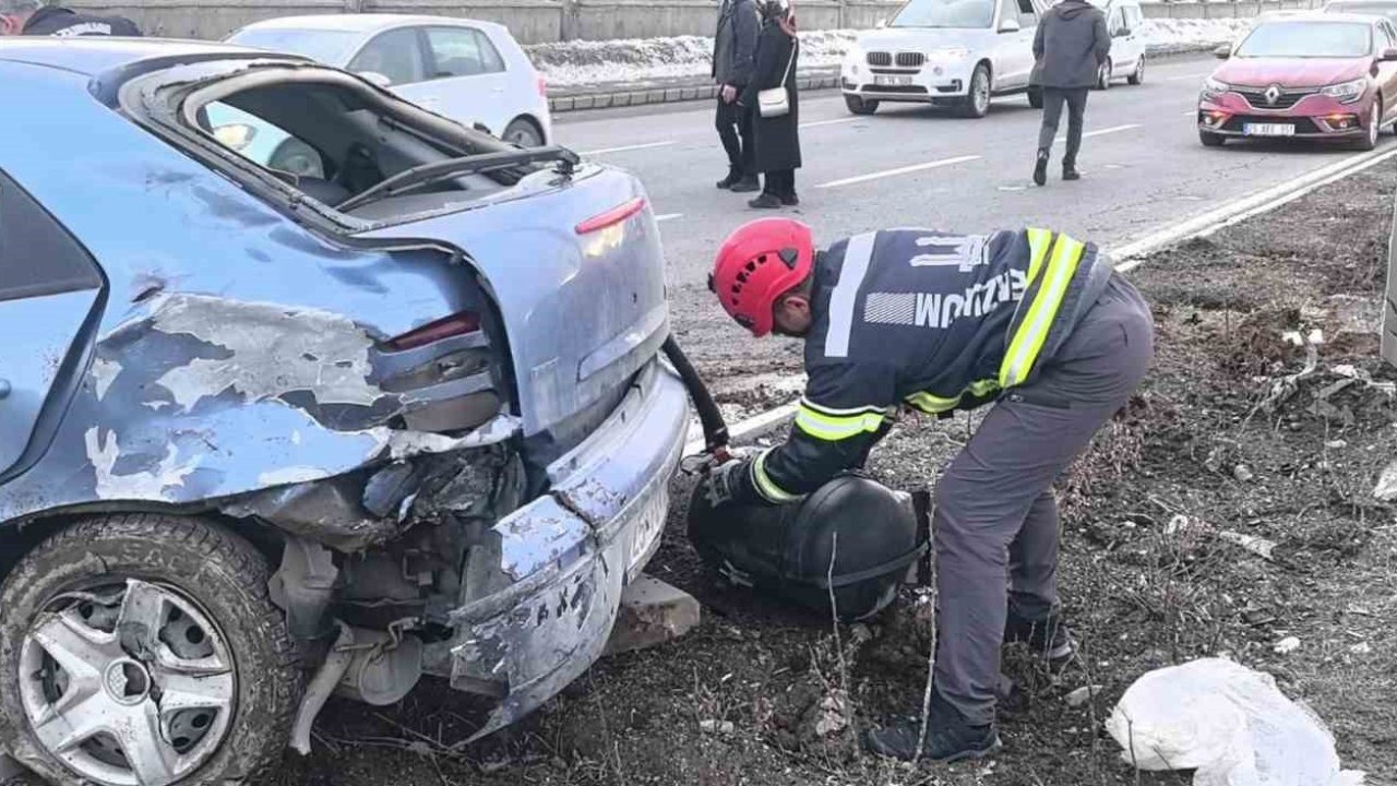 Erzurum’da Korkutan Kaza: LPG Tankı Yola Fırladı