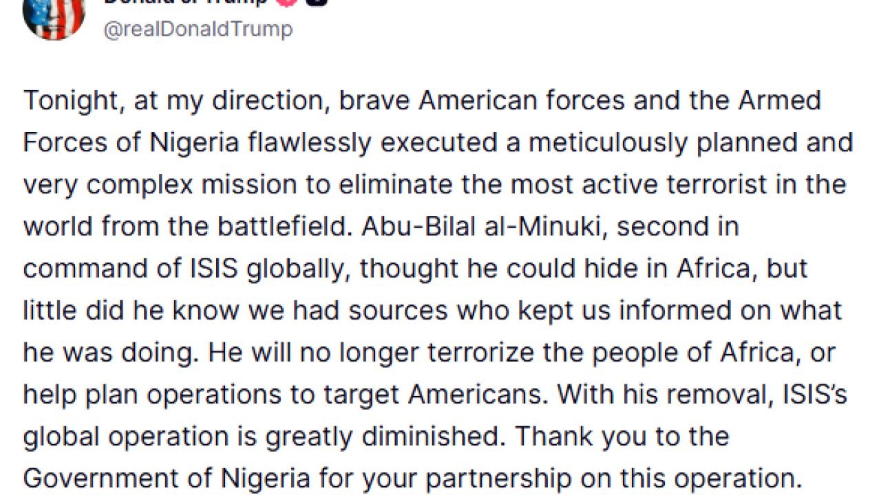 Trump Duyurdu: DEAŞ’ın İki Numaralı İsmi Nijerya’da Öldürüldü
