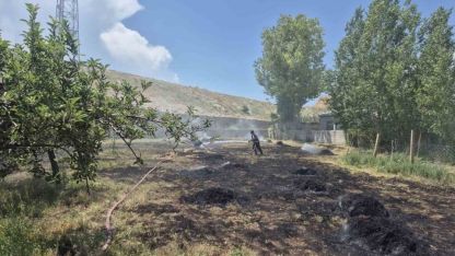 Van Erciş'te Bahçe Yangını Kısa Süreli Panik Yarattı