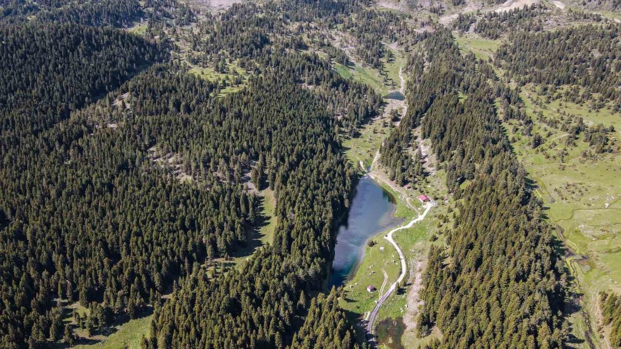 Artvin'de Kuş Bakışı Balık Şeklindeki Göl Büyülüyor